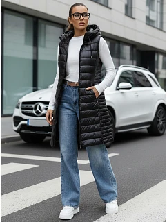 Dámska prešívaná vesta s kapucňou TY5255 čierna - FashionStreet