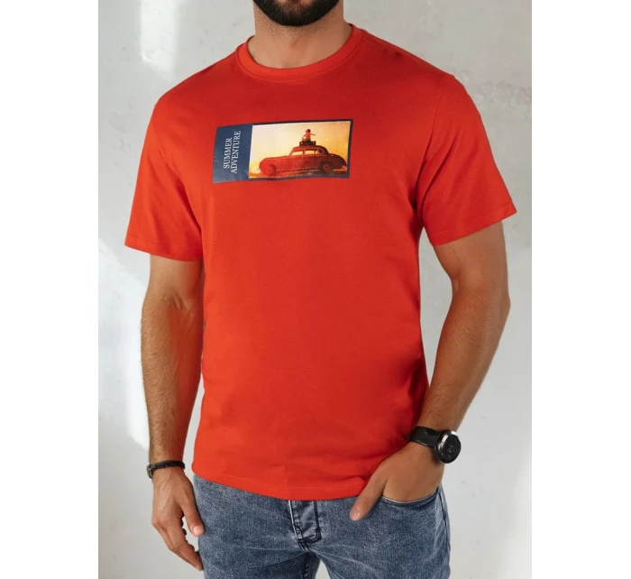 Pánské oranžové tričko s potiskem Dstreet model 21975036 - FashionStreet
