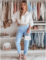 Dámské máslové kalhoty s květinami blue Dstreet model 21984428 - FashionStreet