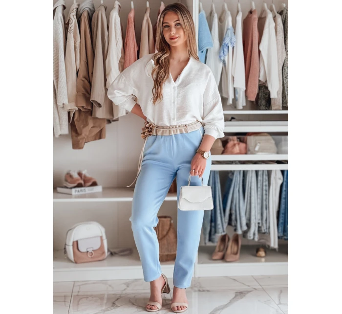 Dámské máslové kalhoty s květinami blue Dstreet model 21984428 - FashionStreet