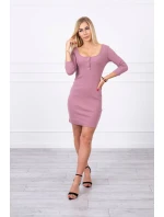 Šaty s gombíkovým výstrihom tmavo ružové Šaty s gombíkovým výstrihom tmavo ružové