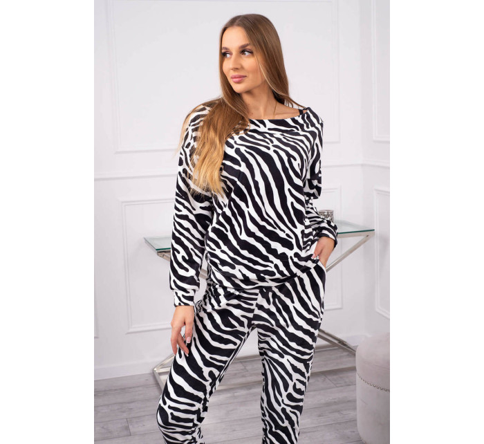Zebra velúrová sada čierna+biela