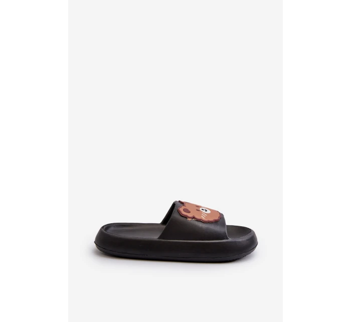 Dziecięce Lekkie Klapki Z Misiem Czarne Lindeheta Dziecięce Lekkie Klapki Z Misiem Czarne Lindeheta