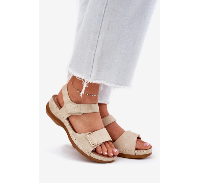 Pohodlné dámské sandály na platformě béžové model 21694154 - EVENTO