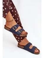 Dámské pantofle na korkové platformě s přezkami tmavě modré model 21704319 - EVENTO Dámské pantofle na korkové platformě s přezkami tmavě modré model 21704319 - EVENTO