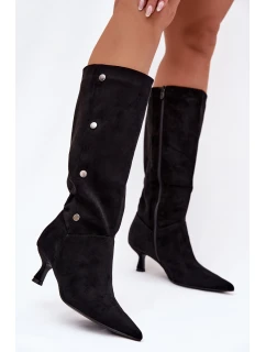 Dámske topánky na podpätku s ozdobnými detailmi Black Hovelle