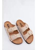 Dámské pantofle s podrážkou a přezkami  Béžové model 22123002 - Lee Cooper