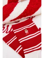 Dámske vianočné ponožky s pruhmi a medvedíkom - červené Dámske vianočné ponožky s pruhmi a medvedíkom - červené