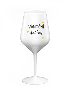 Vianočný pohár - biely nerozbitný pohár na víno 470 ml