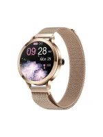Dámské chytré hodinky model 21805567 Zlatý náramek + růžový silikonový řemínek - VELTORI Dámské chytré hodinky model 21805567 Zlatý náramek + růžový silikonový řemínek - VELTORI