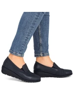 Dámské kožené boty na platformě v tmavě modré barvě model 21910589 - Rieker