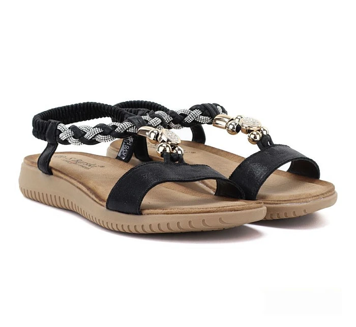 Dámske sandále s gumovou podrážkou čierne S.Barski KV61-6051