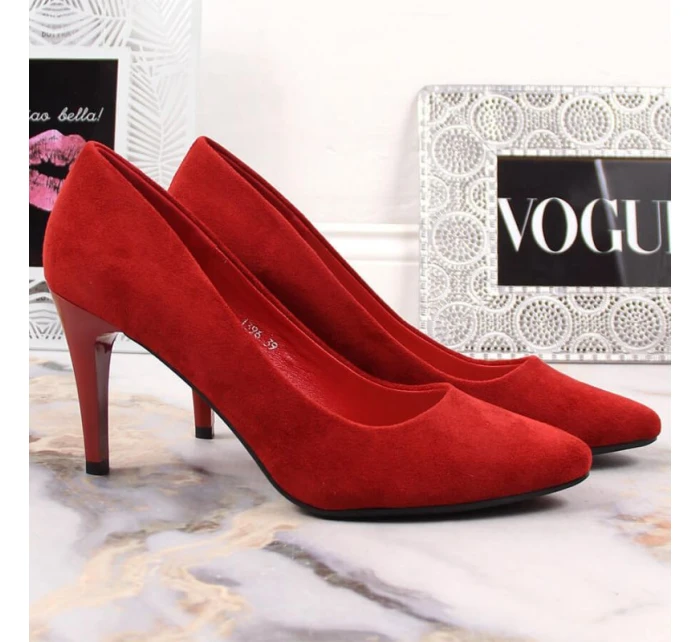 Sergio Leone W SK379K červené semišové podpätky na podpätku Sergio Leone W SK379K červené semišové podpätky na podpätku