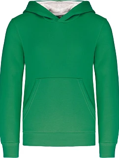 Kariban K 453 Detská mikina s kapucňou v kontrastných farbách 20.K453 svetlo kelly zelená/biela