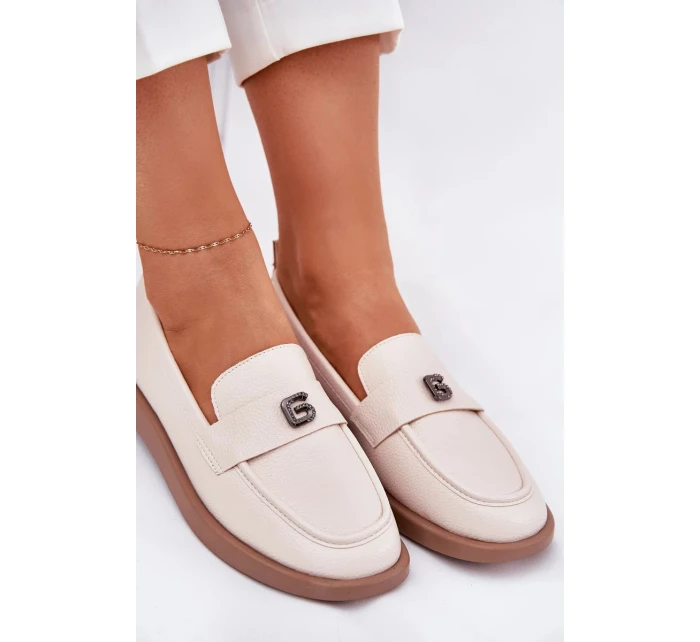 Dámske elegantné mokasíny s ozdobným detailom Vinceza - béžové