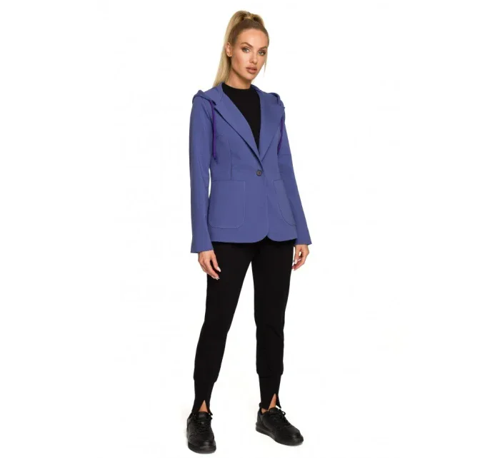 model 17626046 Bunda s kapucí a jedním knoflíkem černá - Moe