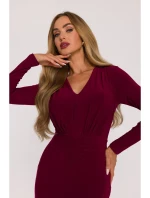 M891 Šaty s opaskom a šerpou - bordové