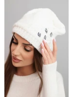 Dámská zimní čepice vlněná s krystaly a vzorem model 21859345 mocca - K-Fashion