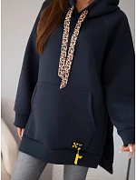 Mikina dámská oversize z bavlny s kapucí a kapsou námořnická modř Mikina dámská oversize z bavlny s kapucí a kapsou námořnická modř
