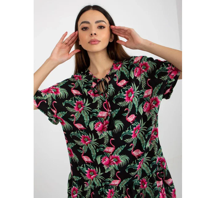 Šaty D73771M30306C čierno-zelené