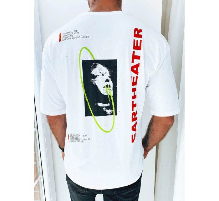 Pánske biele tričko s potlačou FashionStreet RX5302