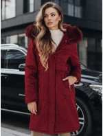 Dámská zimní bunda parka s kožešinou vínová Dstreet model 21991651 - FashionStreet