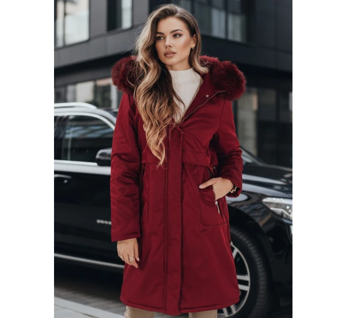 Dámská zimní bunda parka s kožešinou vínová Dstreet model 21991651 - FashionStreet