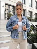 Dámska džínsová bunda s odrením modrá FashionStreet TY5688