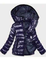 Tmavomodrá lesklá dámska zimná páperová bunda (b9583-3) Tmavomodrá lesklá dámska zimná páperová bunda (b9583-3)