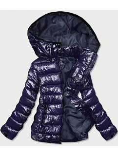 Lesklá dámska zimná páperová bunda Dark Blue (b9583-3)