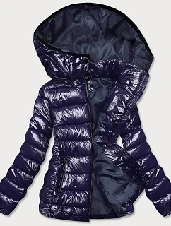 Lesklá dámska zimná páperová bunda Dark Blue (b9583-3)