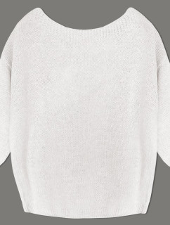 Voľný sveter v ecru farbe s mašľou na chrbte (759ART)