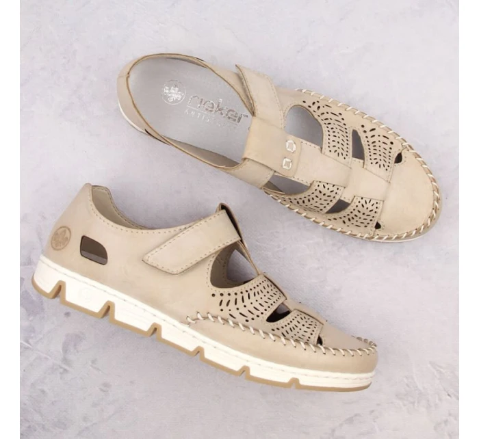 Rieker W RKR651 béžové kožené poltopánky s háčikom a pútkom Rieker W RKR651 béžové kožené poltopánky s háčikom a pútkom