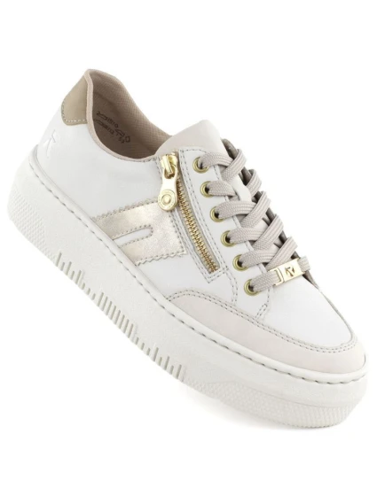 Dámske kožené tenisky na platforme béžovej farby Rieker M1912-80