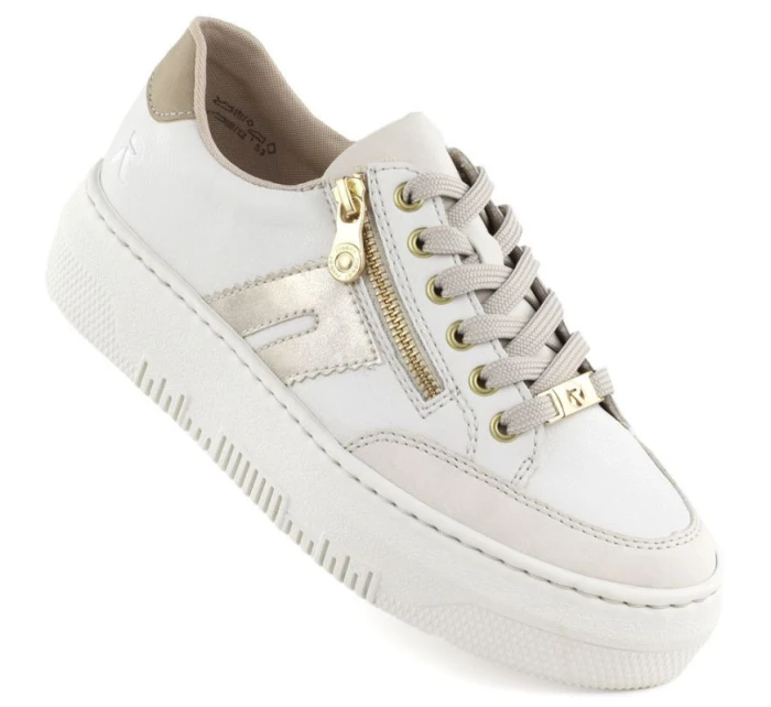 Dámske kožené tenisky na platforme béžovej farby Rieker M1912-80