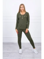 Sada s khaki výstřihem na knoflíky Sada s khaki výstřihem na knoflíky