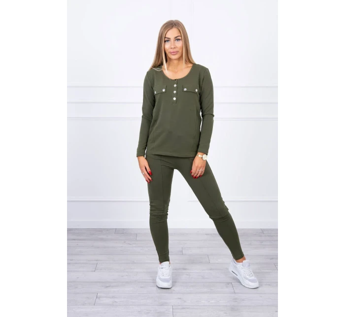 Sada s khaki výstřihem na knoflíky Sada s khaki výstřihem na knoflíky