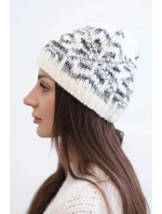 Dámska zimná vlnená čiapka s nórskym vzorom K354 white+grey