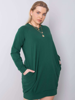 Tmavo zelené šaty s dlhým rukávom plus veľkosť