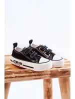 Dětské látkové tenisky se suchým zipem BIG STAR KK374074 Černý a bílý Dětské látkové tenisky se suchým zipem BIG STAR KK374074 Černý a bílý