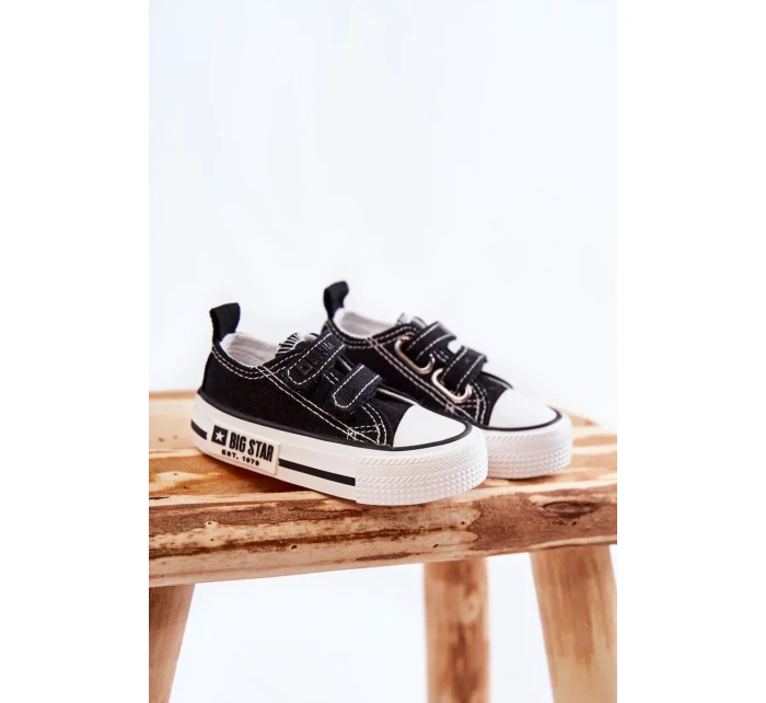 Dětské látkové tenisky se suchým zipem BIG STAR KK374074 Černý a bílý Dětské látkové tenisky se suchým zipem BIG STAR KK374074 Černý a bílý