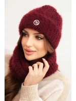 Dámska súprava čiapky a šálu bordová - K-Fashion