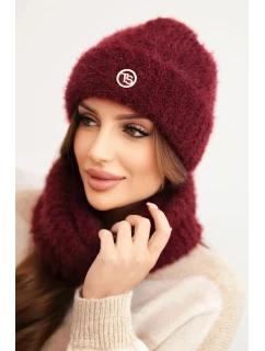 Dámska súprava čiapky a šálu bordová - K-Fashion