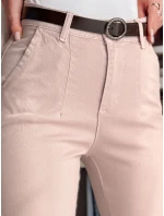 Dámské kalhoty slim fit s páskem růžové Dstreet model 21986253 - FashionStreet