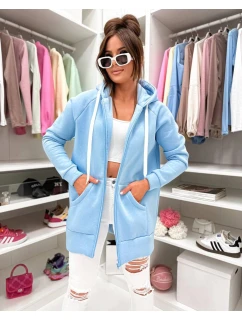 Dámska hrubá mikina na zips s kapucňou Goodlookin modrá (551)