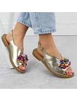 Dámske zlaté sandále s korálkami Filippo DS6230