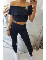 Súprava s volánikovým lemom námornícka modrá