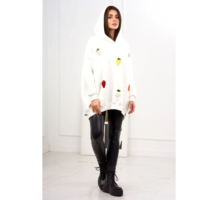 Zateplená mikina s model 19049176 motivem ecru - K-Fashion