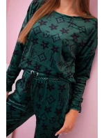 Dámská souprava z veluru s model 21149311 zelená + černá - K-Fashion