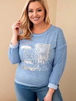 Dámska blúzka s potlačou v nadmernej veľkosti s dlhšou zadnou časťou